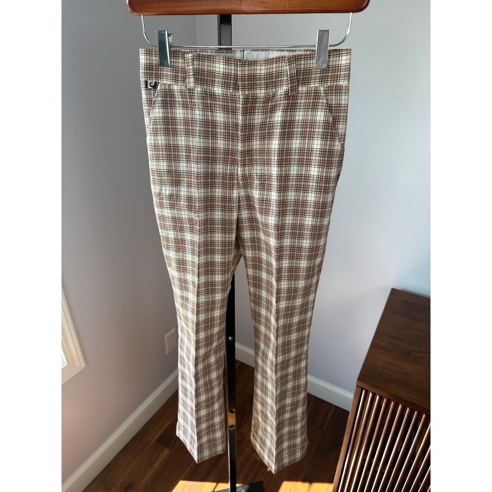 Pierre Cardin Plaid Pants Vintage Brown White Checkered Trousers Kids Size